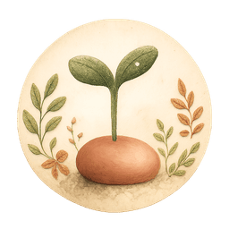 Keimling auf einem Bachstein